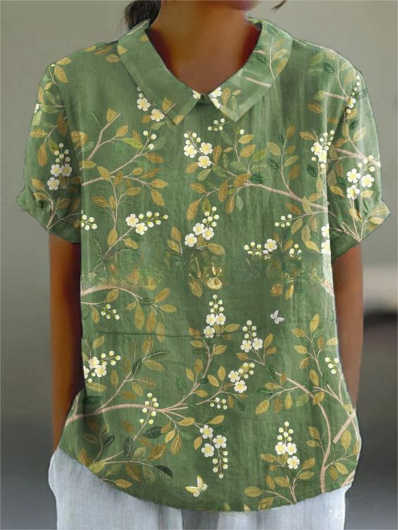 Dames Zomer Blouse | Geborduurd, Kortemouw