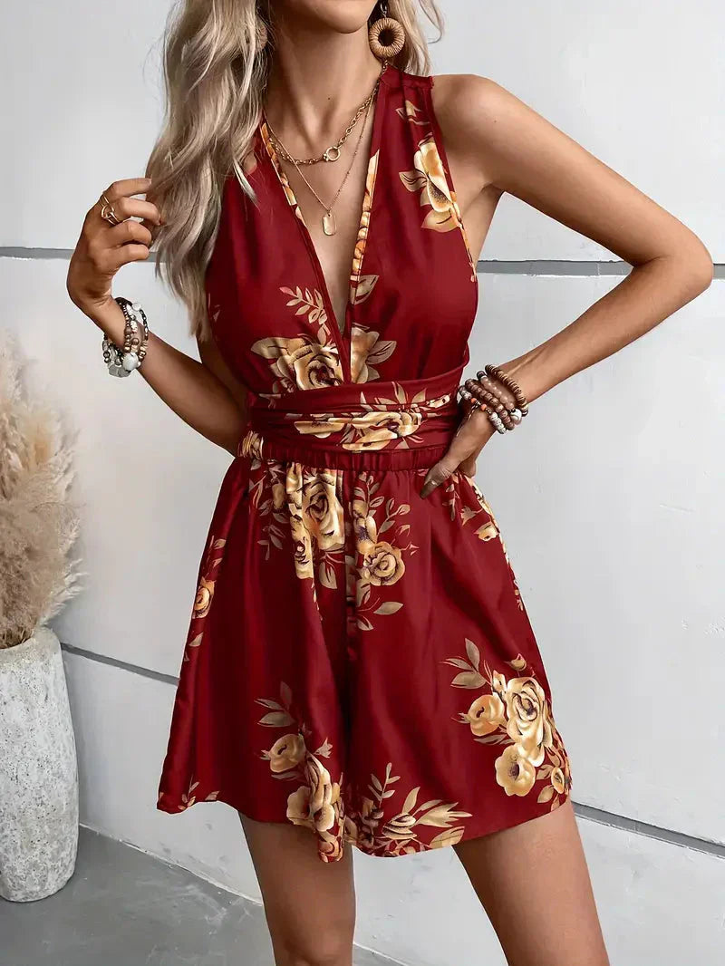 Dames Elegante Bloemenprint Zomerjurk | Mini