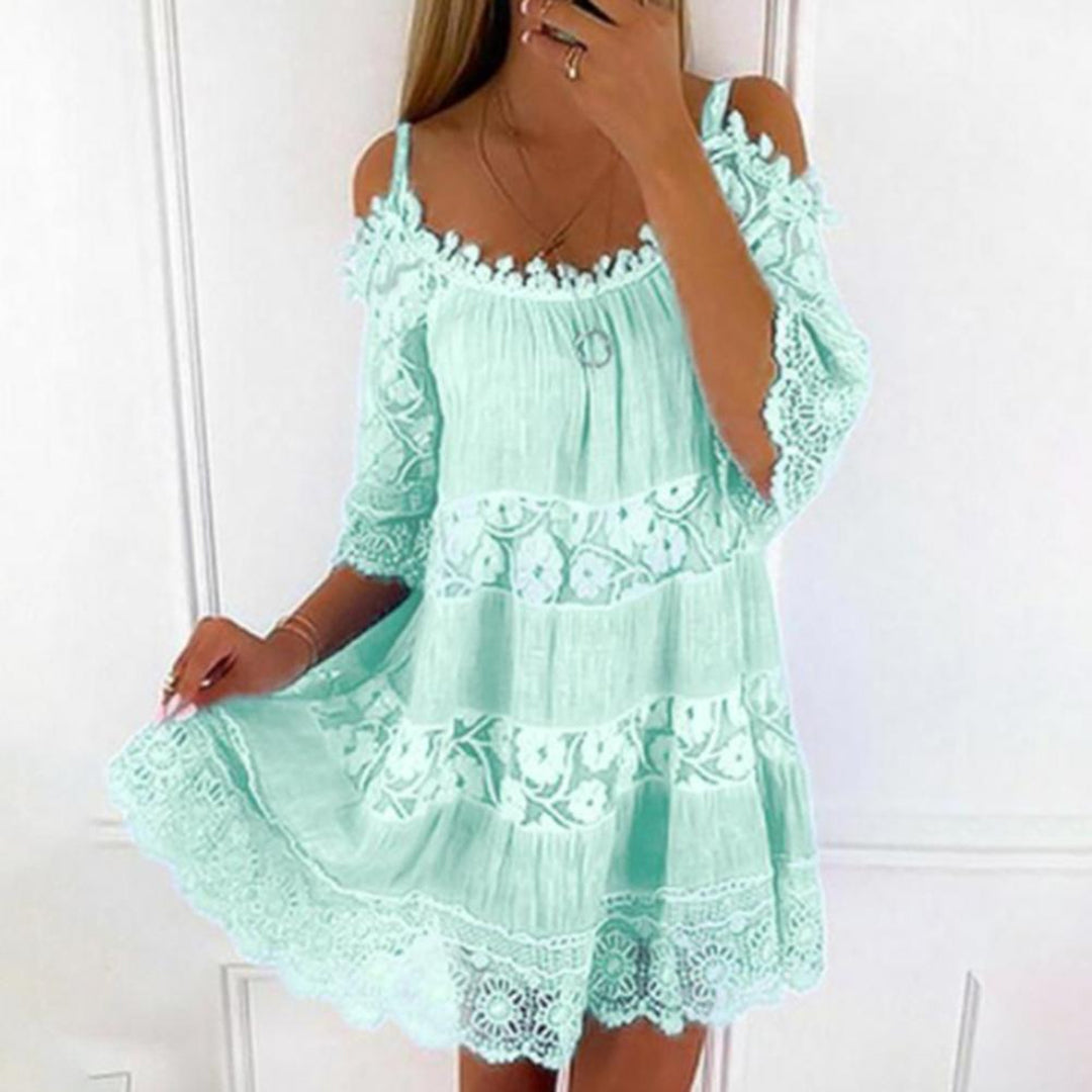 Dames Luchtige Kanten Zomerjurk | Mini
