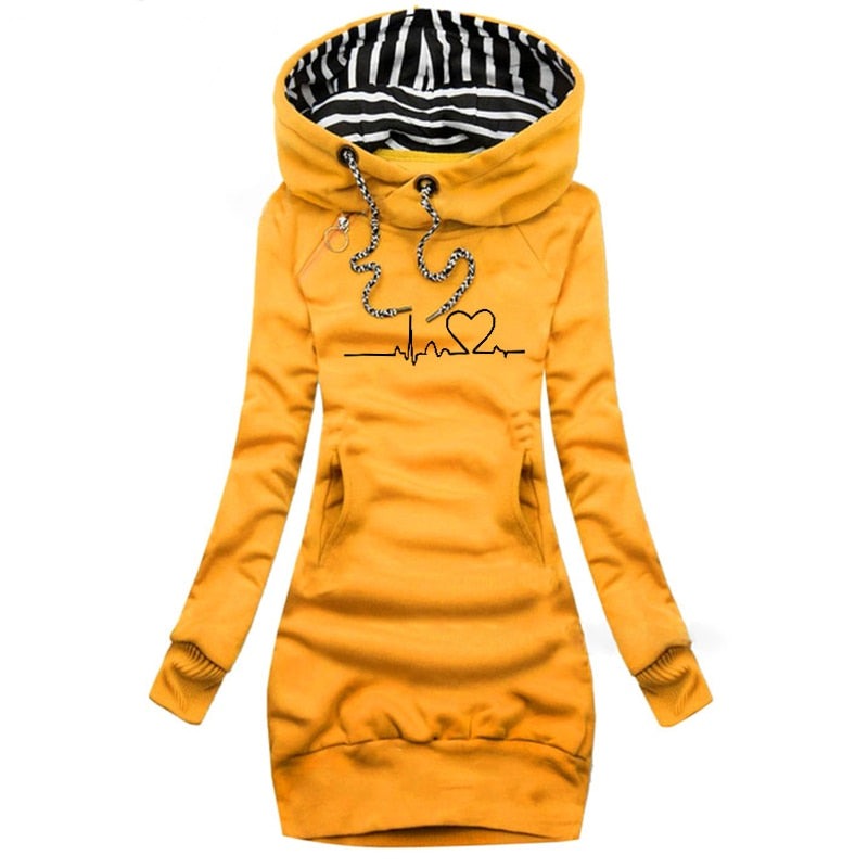 Dames Winter Hoodie Jurk | Lang, Met Capuchon