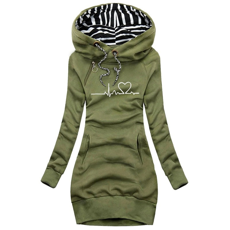 Dames Winter Hoodie Jurk | Lang, Met Capuchon