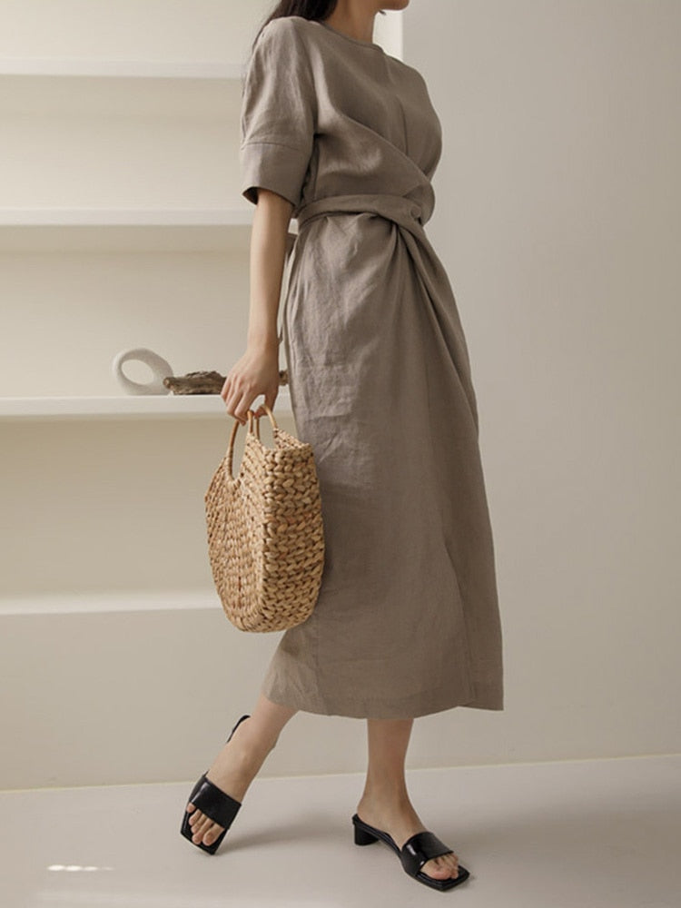 Abito Estivo Elegante in Lino per Donne | Midi
