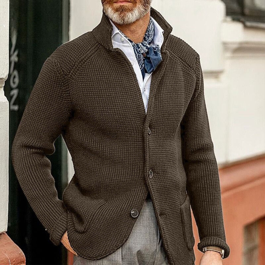 Heren Gebreide Cardigan | Lang, Gestructureerd