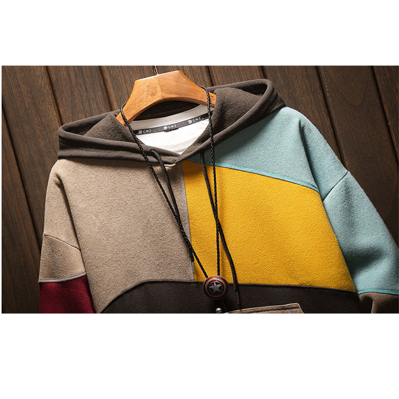 Heren Bedrukte Sweatshirts | Warme Kap in Kleurvlakkenstijl