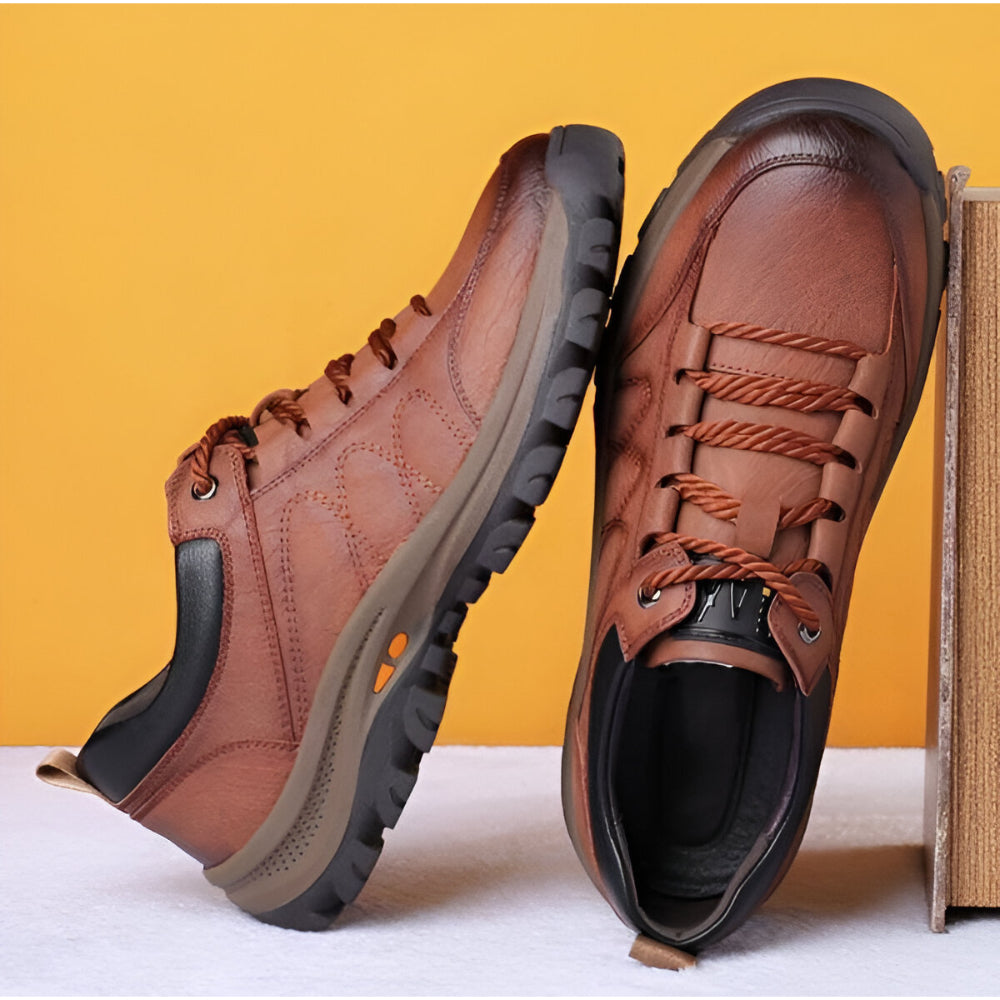 Heren Leren Casual Schoenen – Comfortabel Dikke Zool