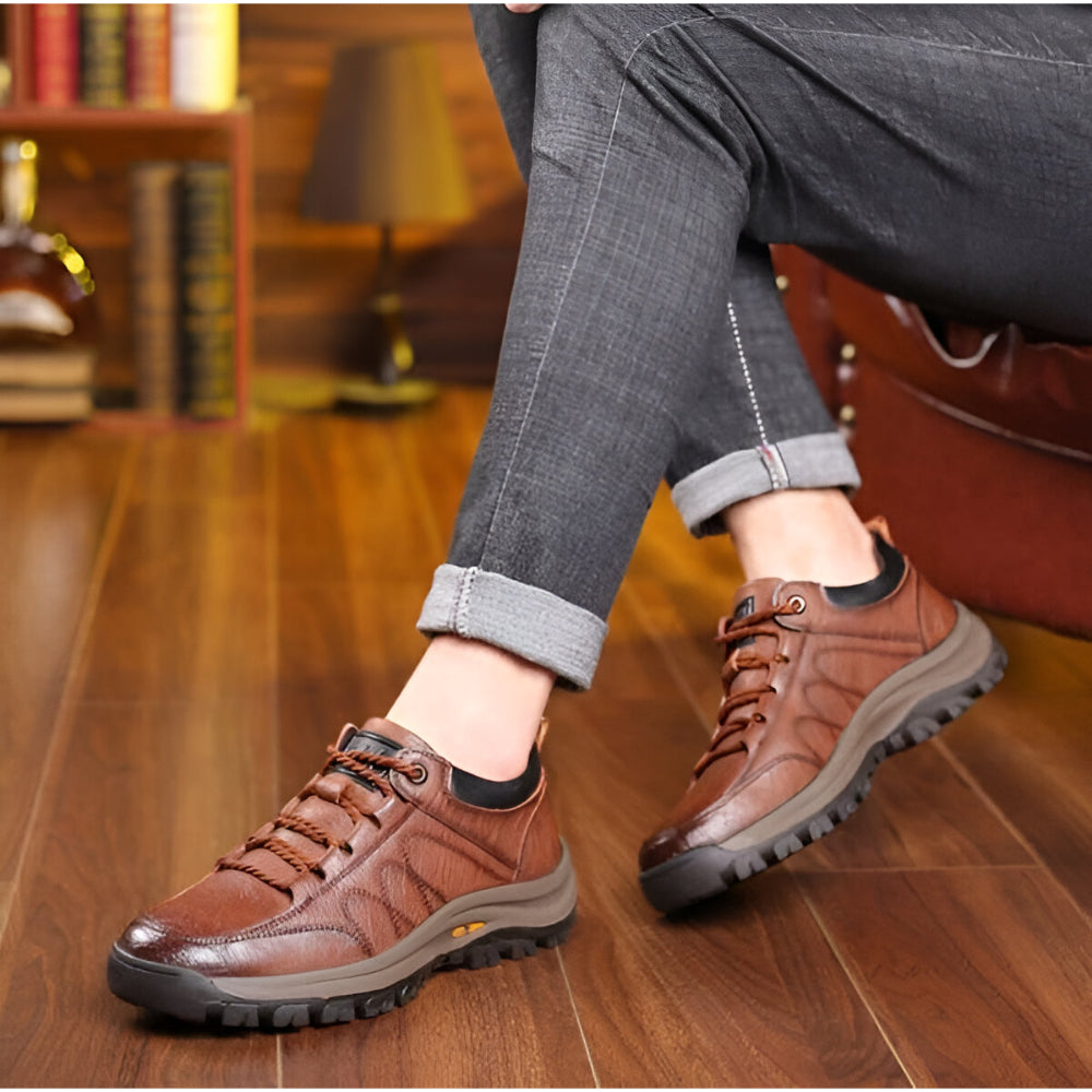Heren Leren Casual Schoenen – Comfortabel Dikke Zool