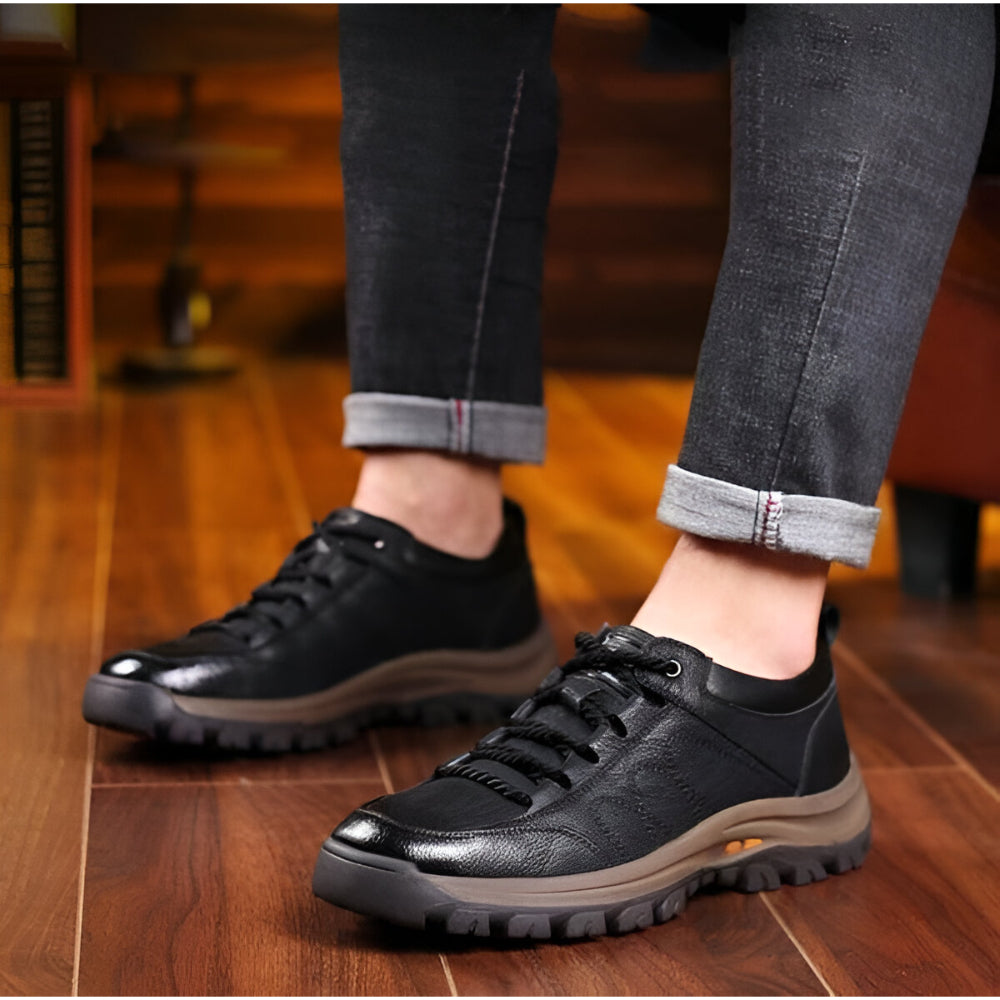 Heren Leren Casual Schoenen – Comfortabel Dikke Zool