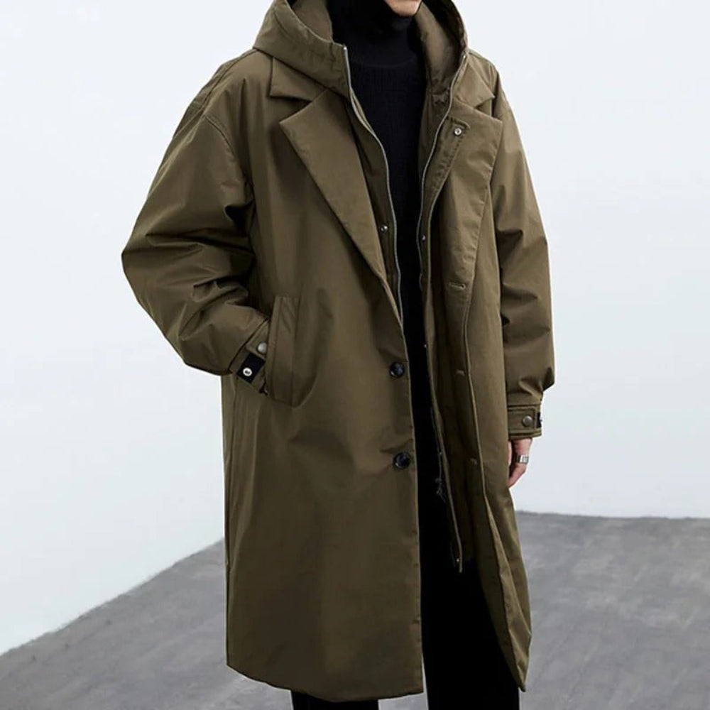 Heren lange trenchcoat - Waterdichte Warme Winterjas