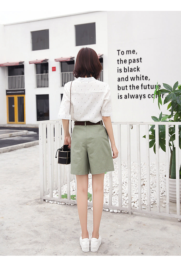 Dames Zomer Shorts | Hoog, Met Riem, Hoogwaardig materiaal