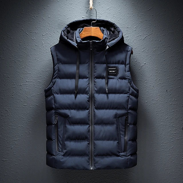 Heren Warme Winter Weste | Kap, Ritssluiting