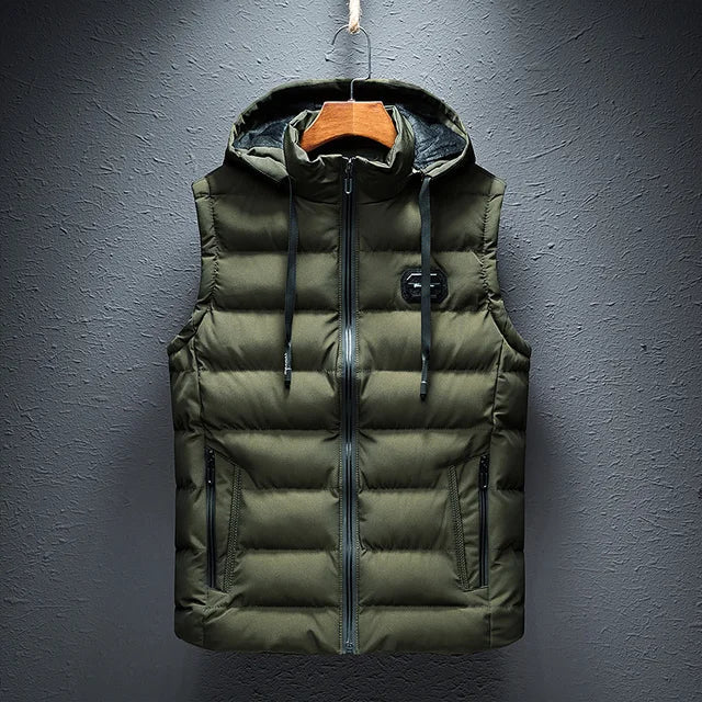 Heren Warme Winter Weste | Kap, Ritssluiting