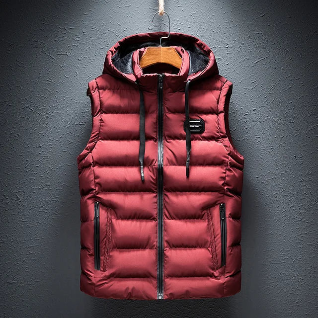 Heren Warme Winter Weste | Kap, Ritssluiting