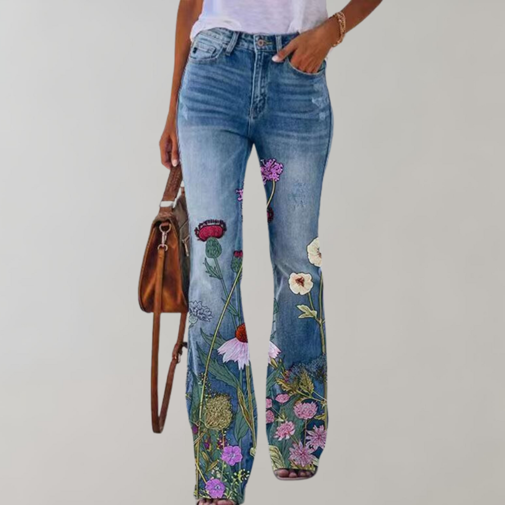 Dames Zomer Jeans | Lang, Gebloemd