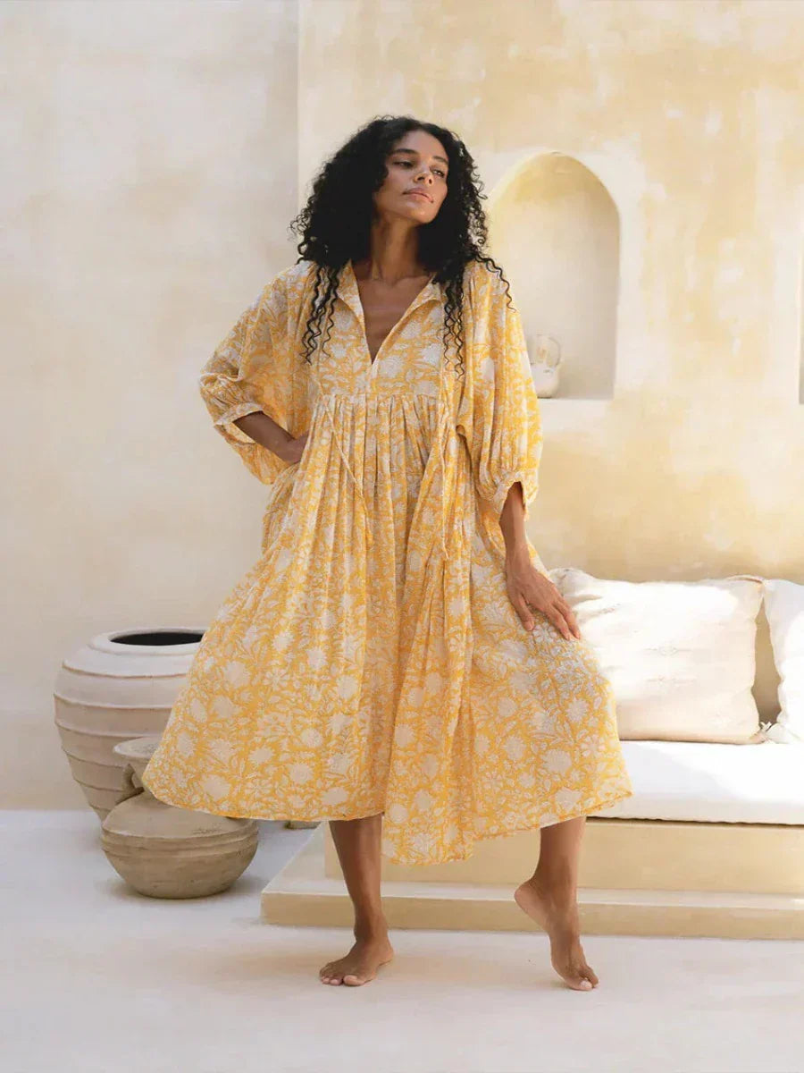 Dames Bohemien Bloemenprint Zomerjurk | Midi