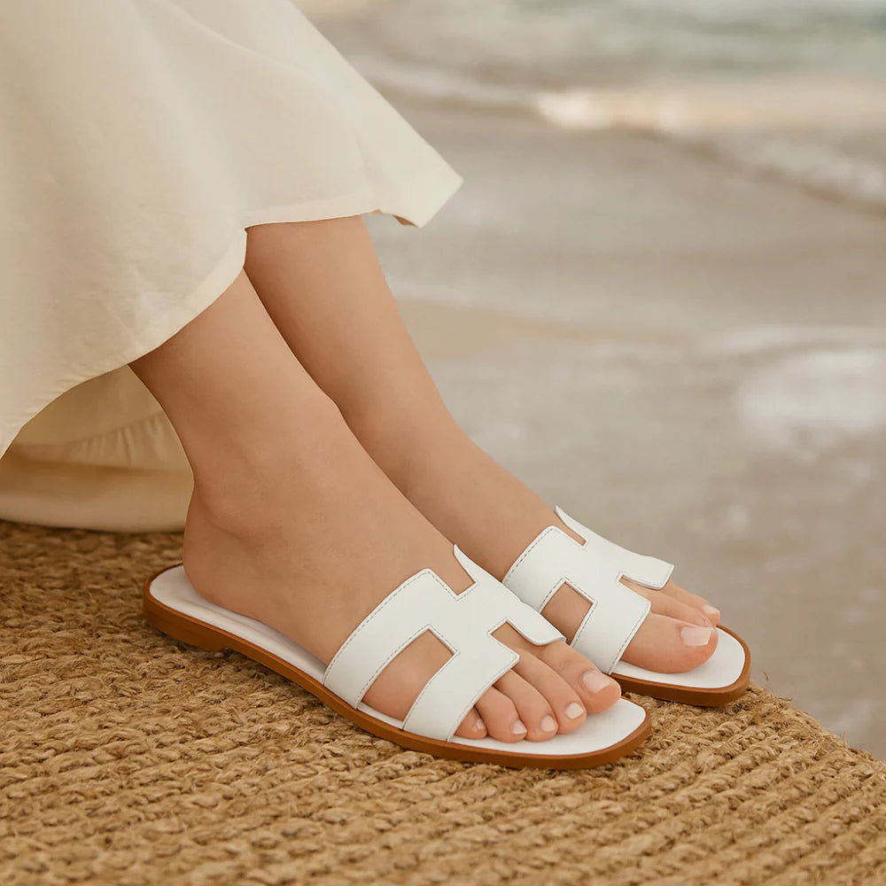 Leren damessandalen Plat Comfortabel - Ademend zomerschoeisel