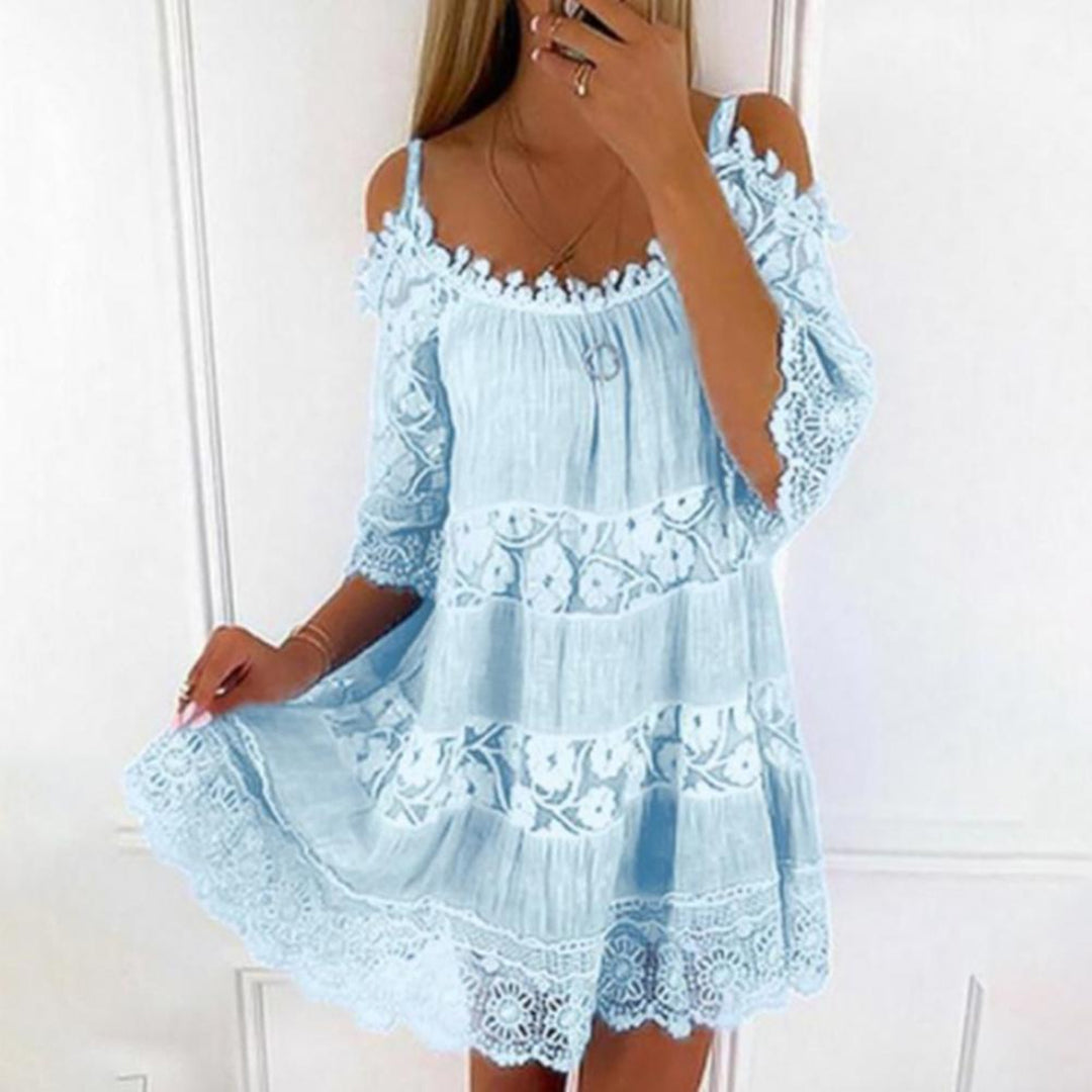 Dames Luchtige Kanten Zomerjurk | Mini