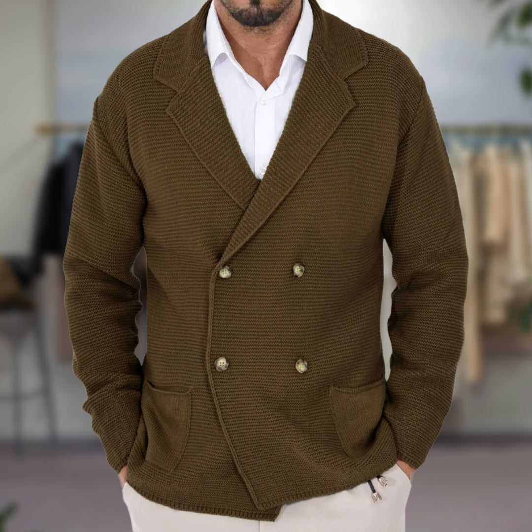 Heren Gebreide Blazer | Lang, Dubbel Knoopsluiting