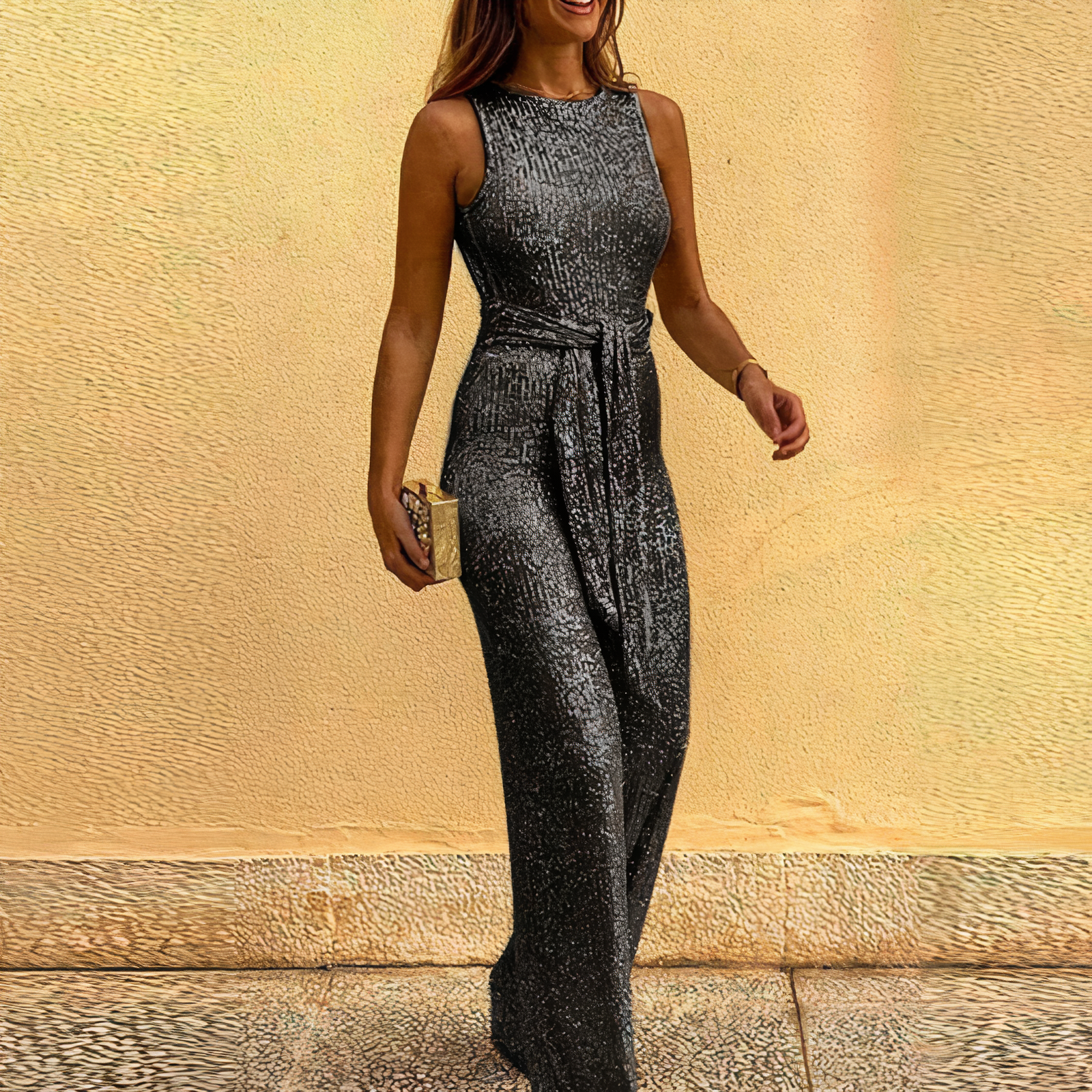 Dames glitter jumpsuit | Feestelijke gala uitstraling