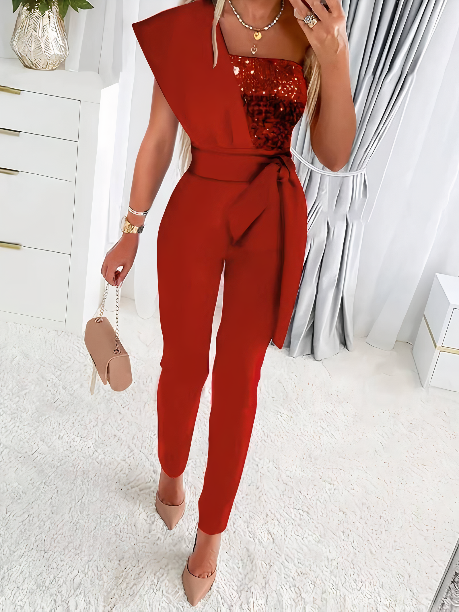 Dames glitter jumpsuit | Feestelijke avondlook