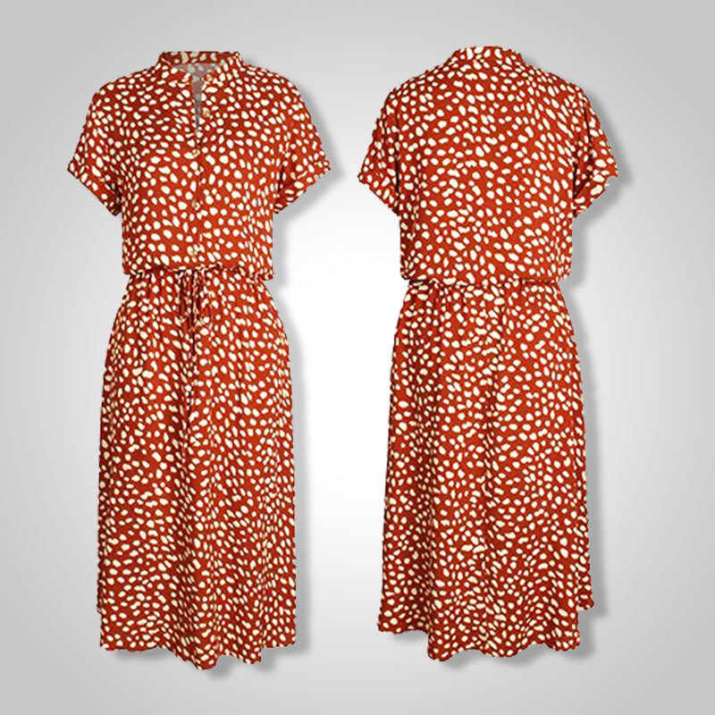 Dames elegante zomerjurk | Midi Luipaard Polka Dot Jurk