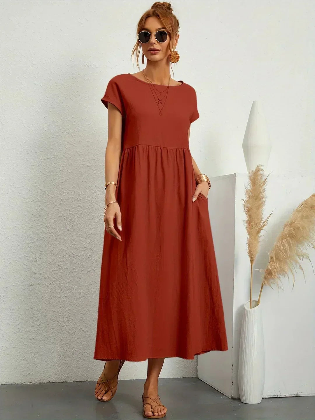 Sophie | Abito estivo elegante in lino per donne | Maxi