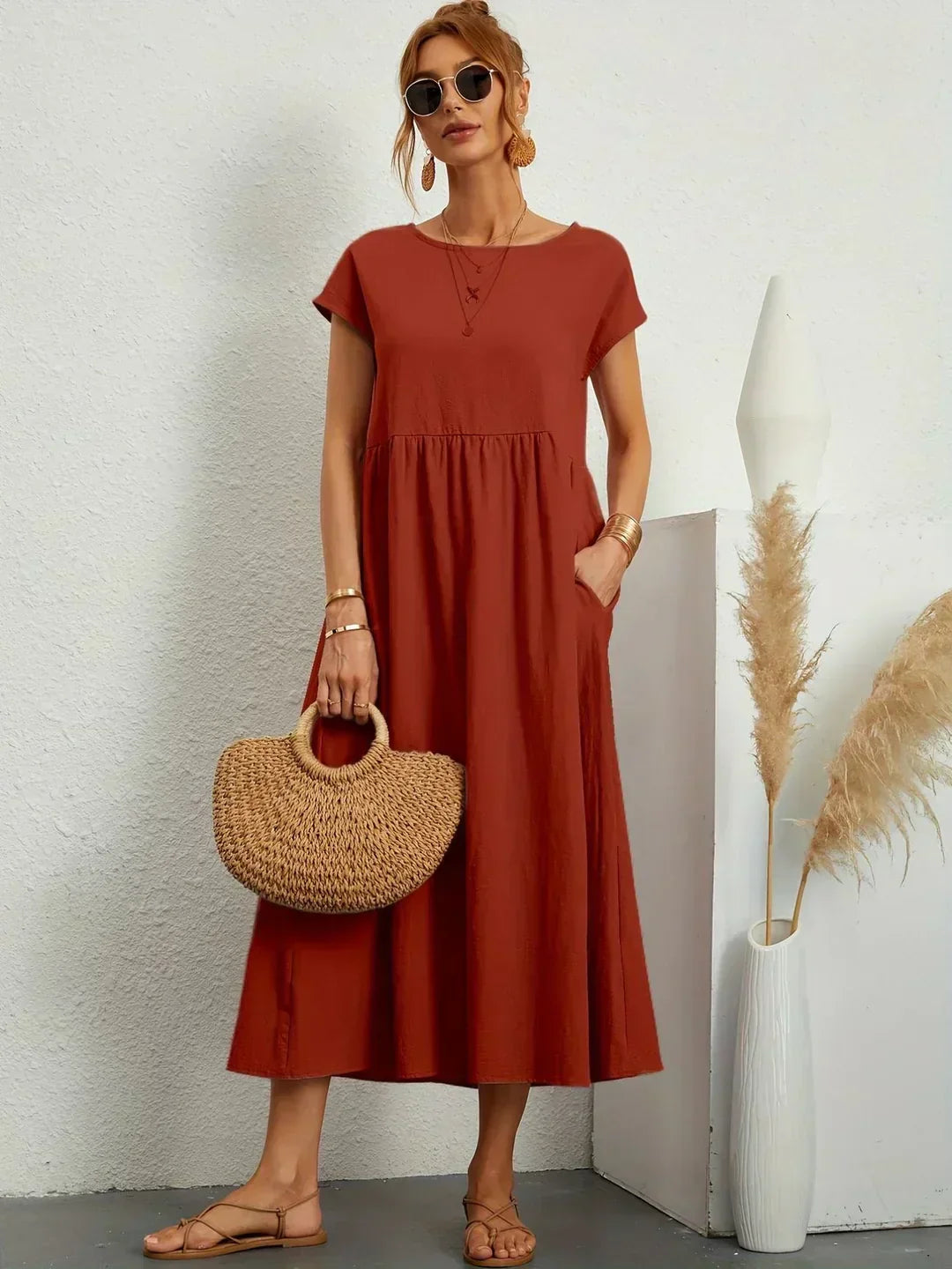 Sophie | Abito estivo elegante in lino per donne | Maxi