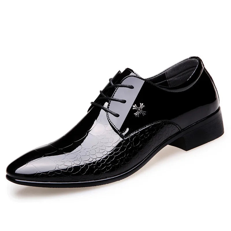 Heren Glanzende Feestschoenen | Spits, Vetersluiting