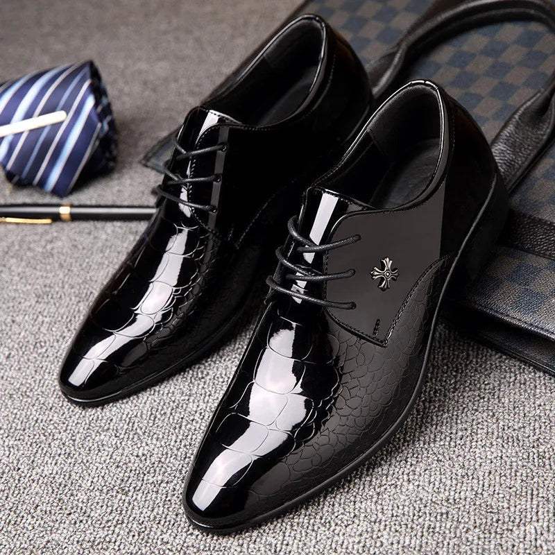 Heren Glanzende Feestschoenen | Spits, Vetersluiting