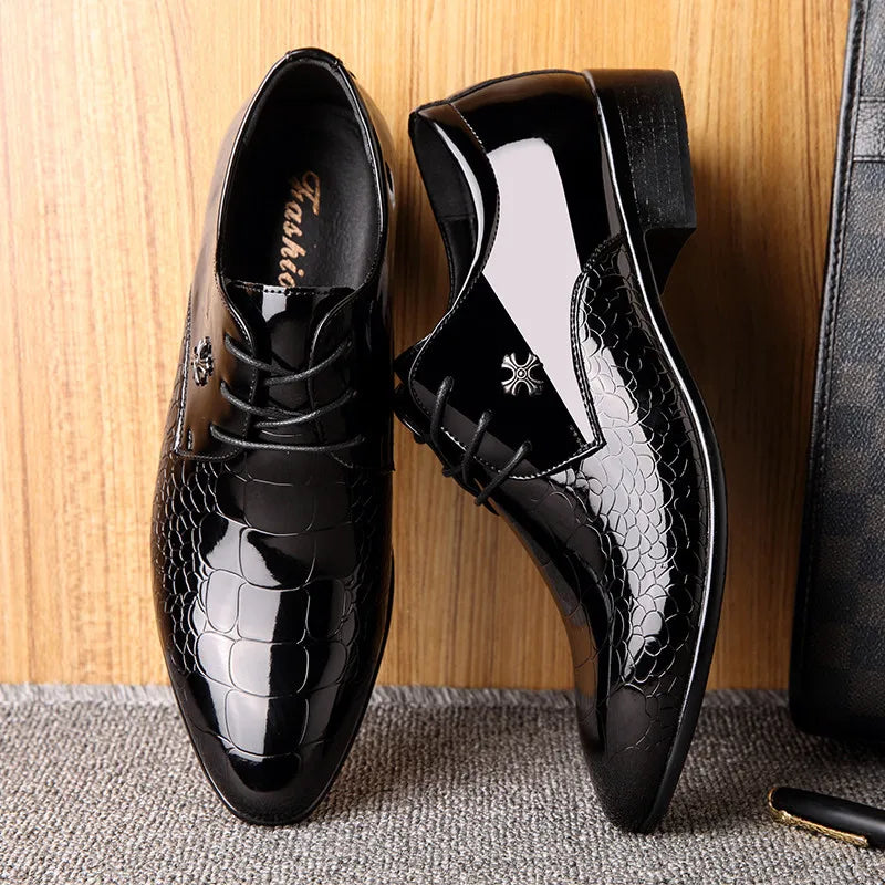 Heren Glanzende Feestschoenen | Spits, Vetersluiting