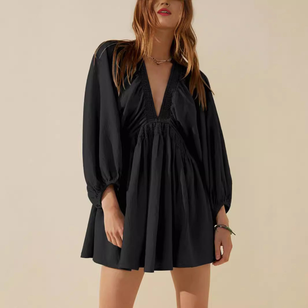 Dames Diepe-hals zomerjurk | Mini