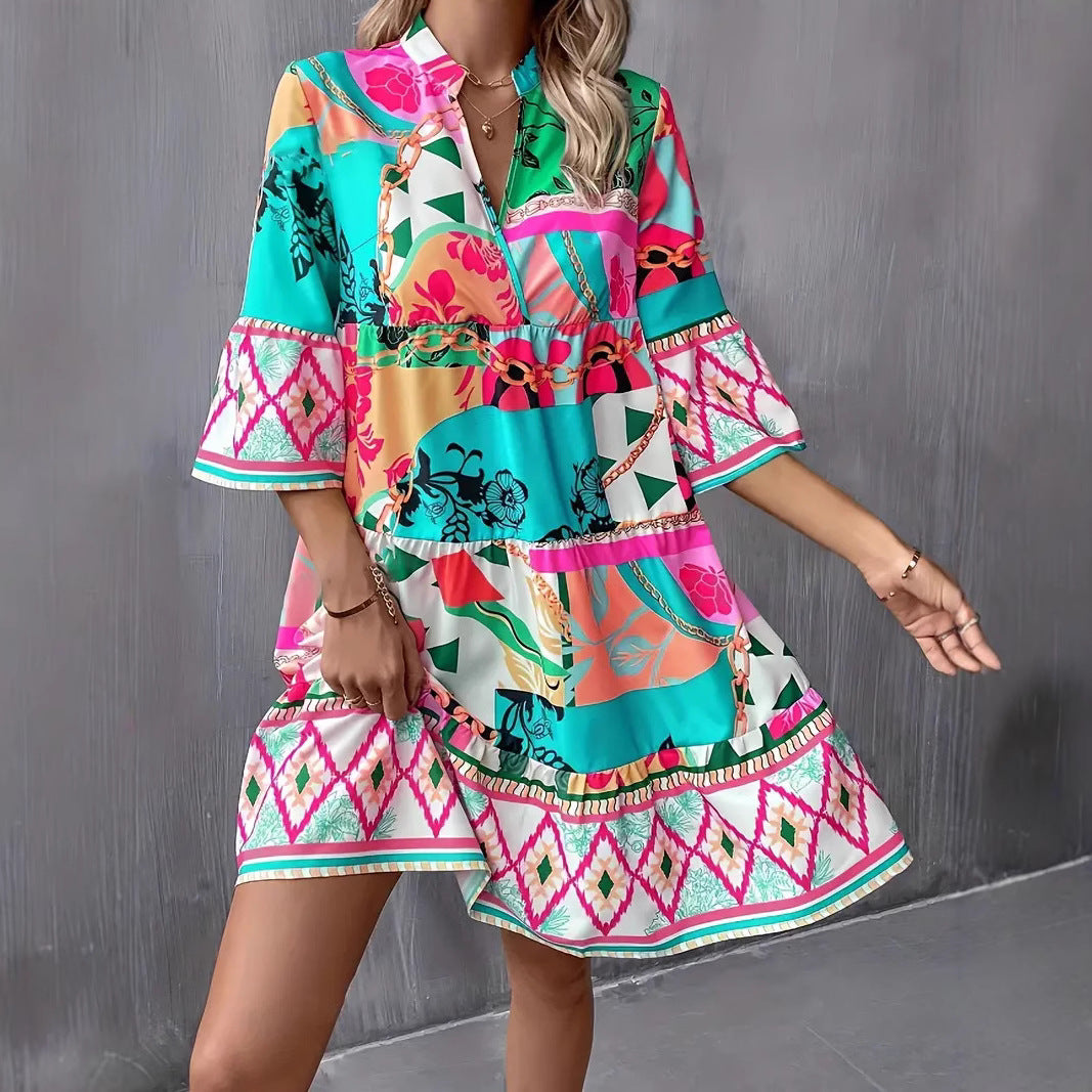 Dames Kleurrijke zomerjurk | Mini