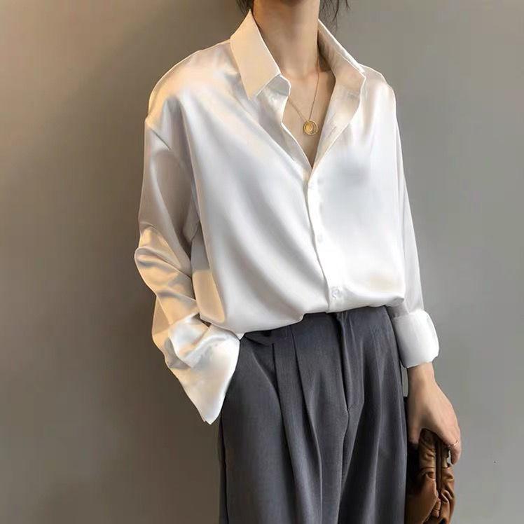 Dames Satijnen Blouse | Elegant en Langarm