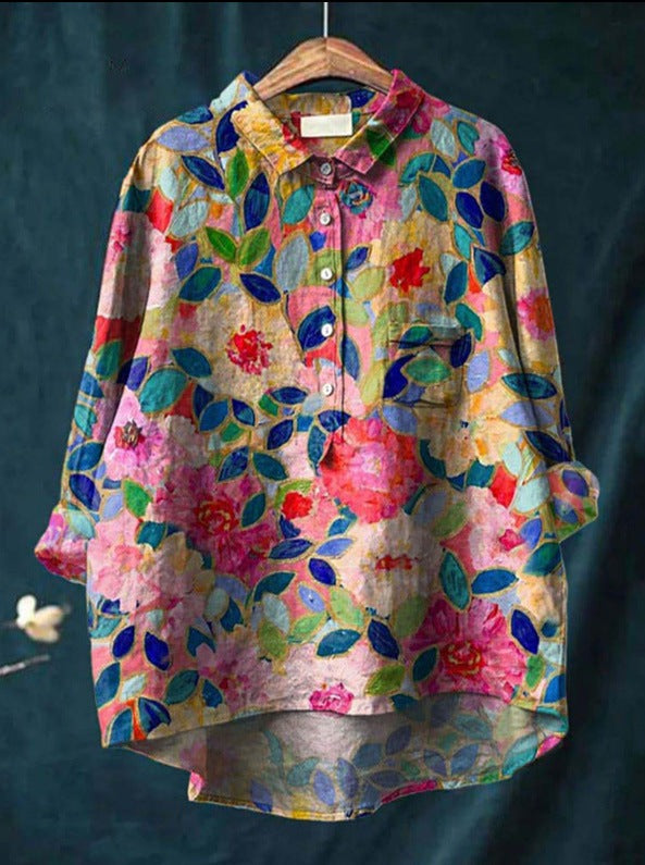 Dames Zomer Blouse | Langarm, Bedrukt