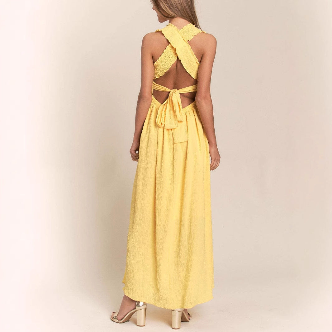 Dames Elegante geplooide zomerjurk | Maxi
