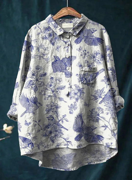 Dames Zomer Blouse | Langarm, Bedrukt