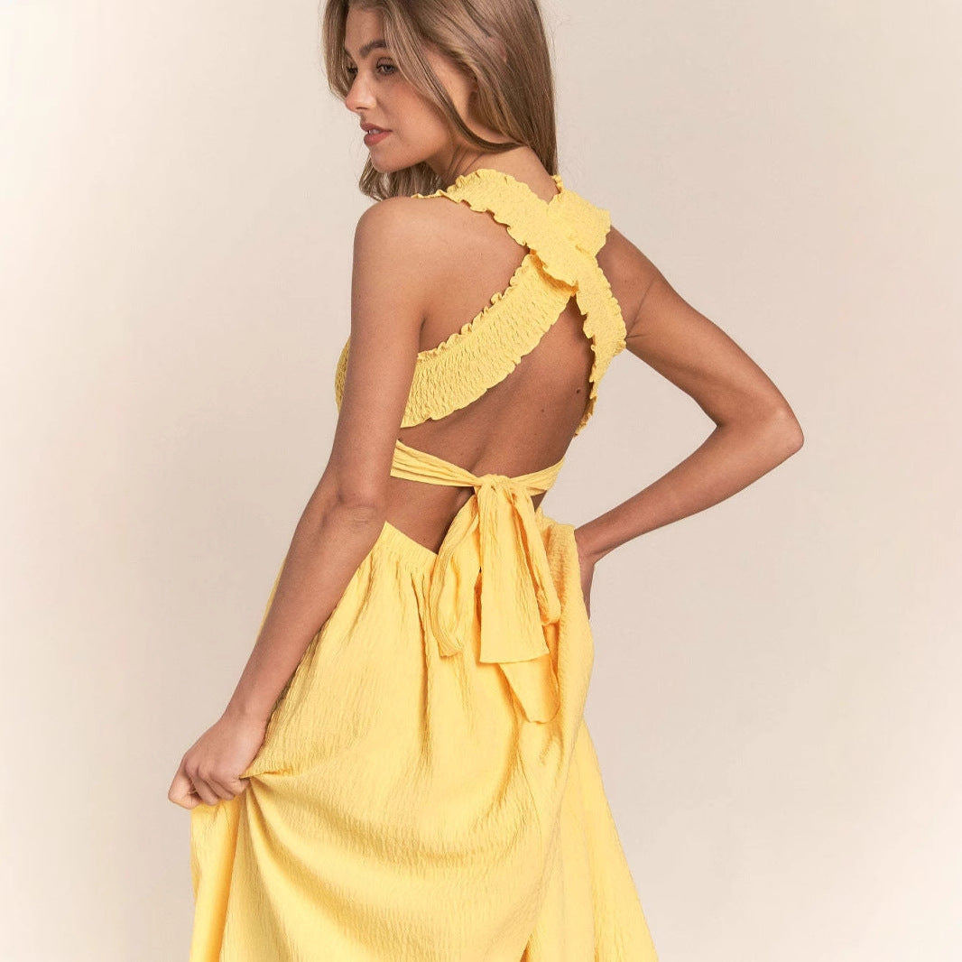 Dames Elegante geplooide zomerjurk | Maxi