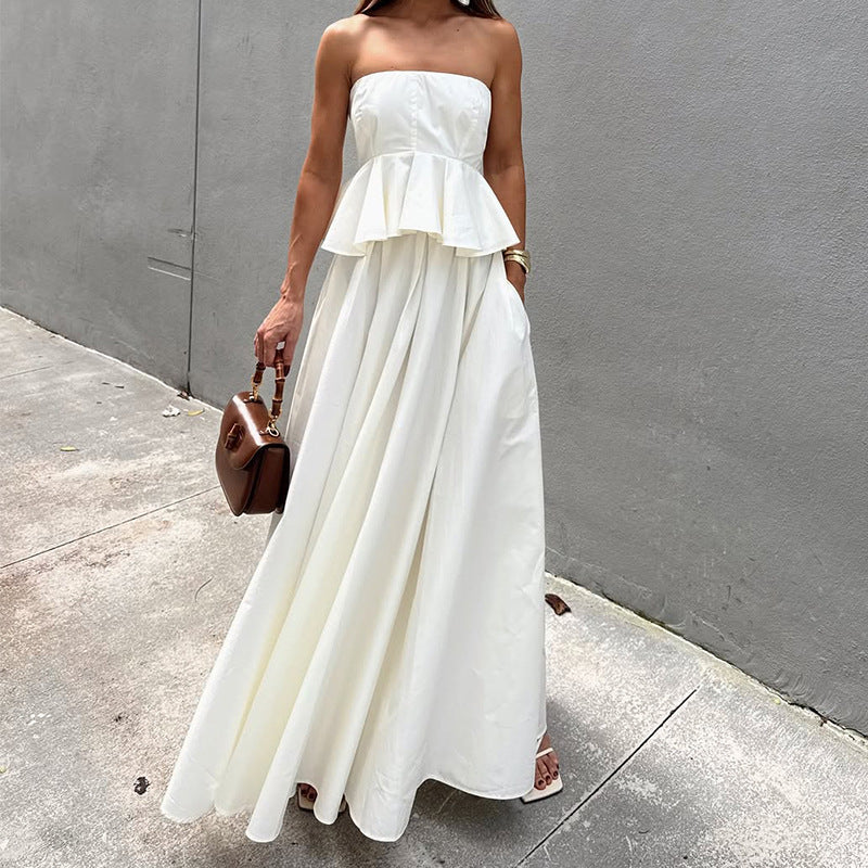 Dames Strapless Gelaagde Zomerjurk | Maxi