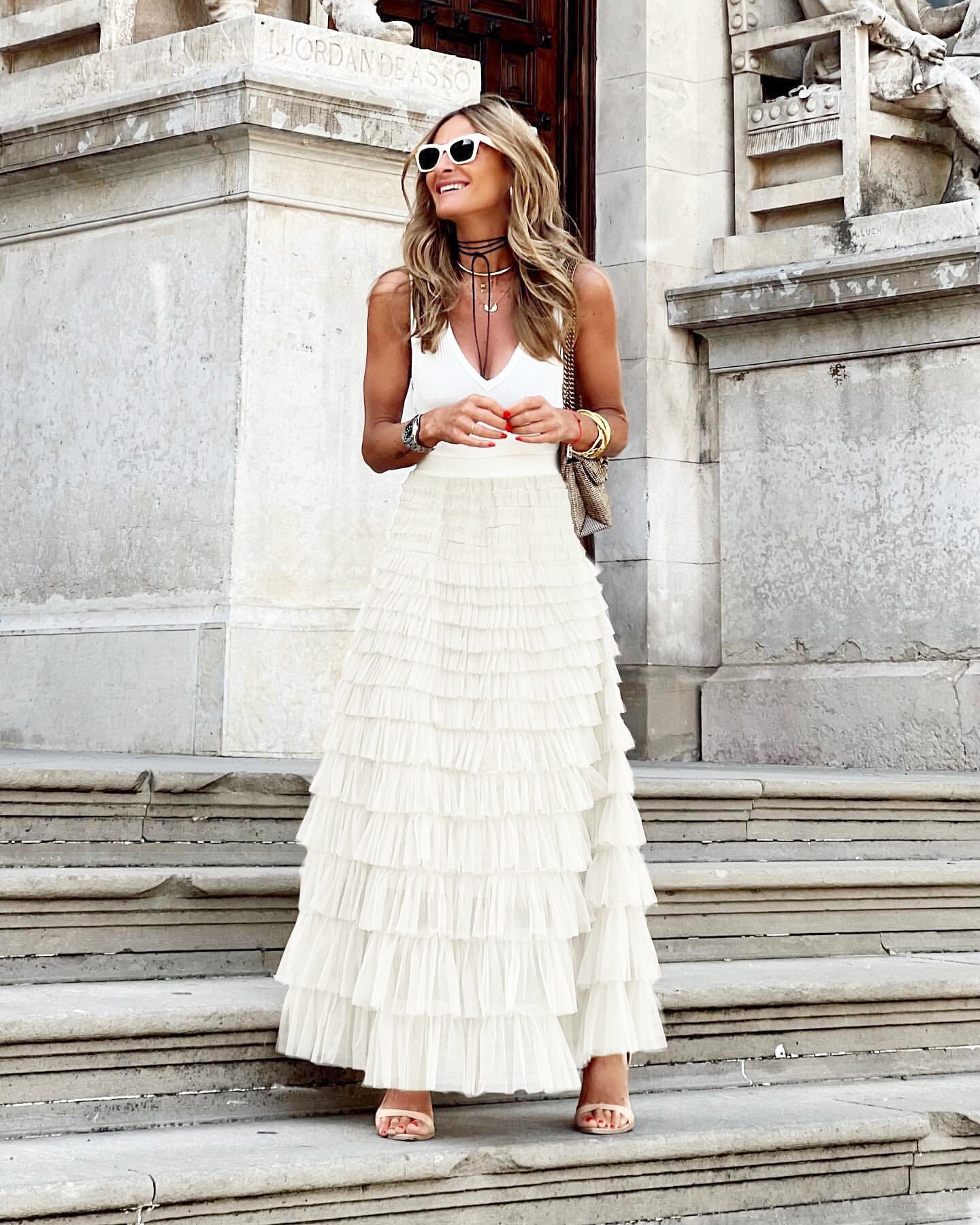 Dames Tulle geplooide rok | Lang