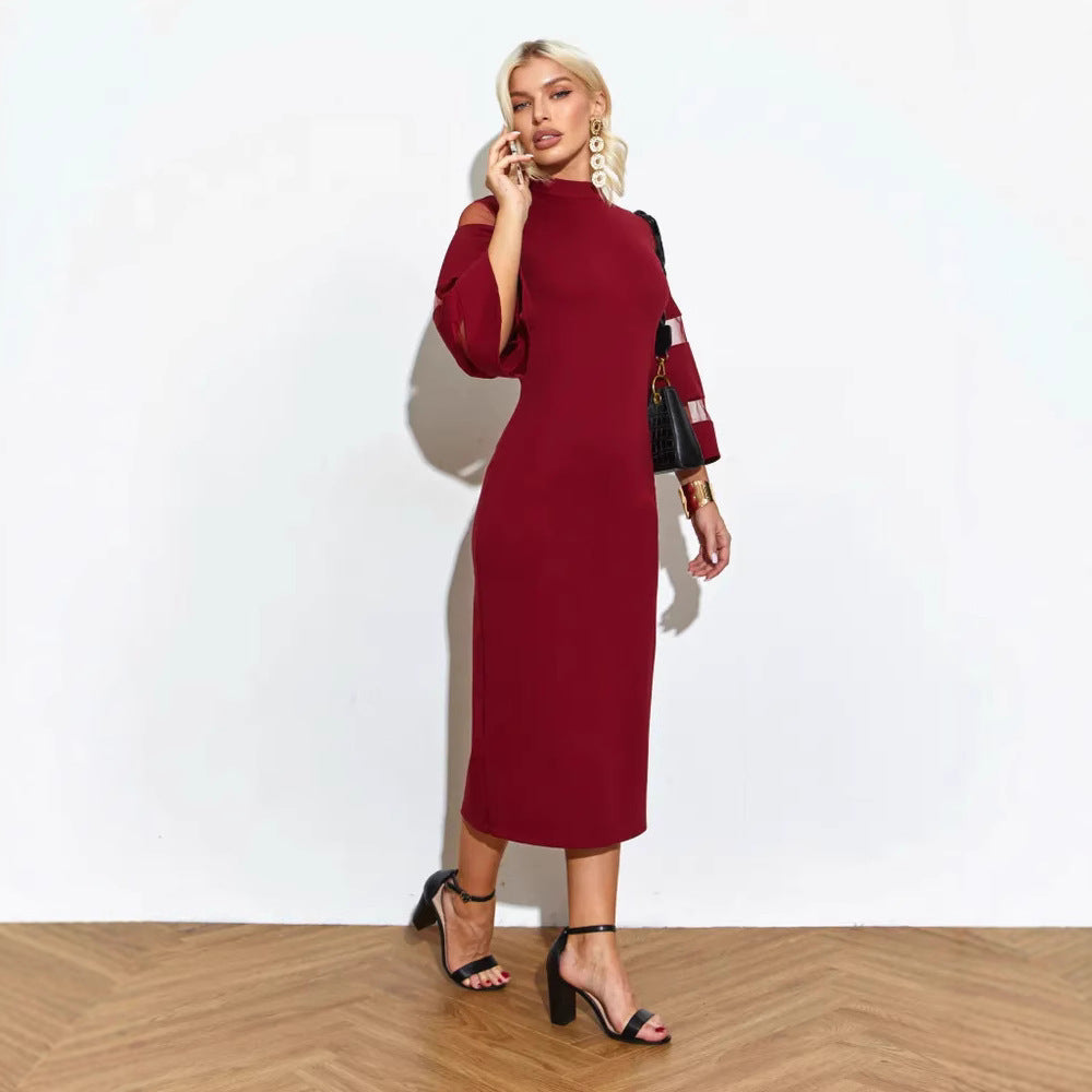 Dames Elegante avondjurk met open schouderdetails | Midi