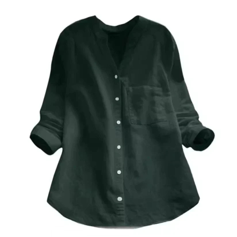 Dames Zomerse Luchtige Blouse | Knoopsluiting, Langemouw