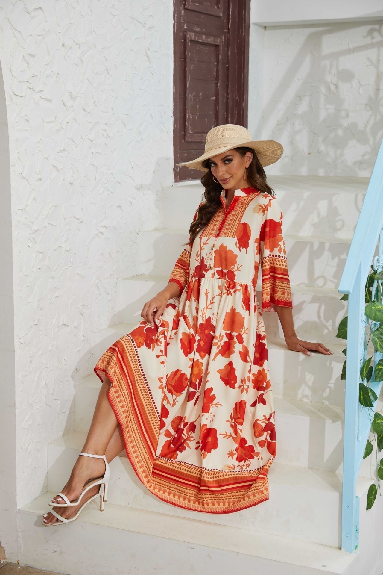 Dames Bohemien Bloemenprint Zomerjurk | Maxi