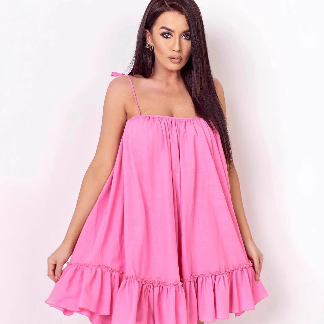 Dames Luchtige zomerjurk met ruches | Mini