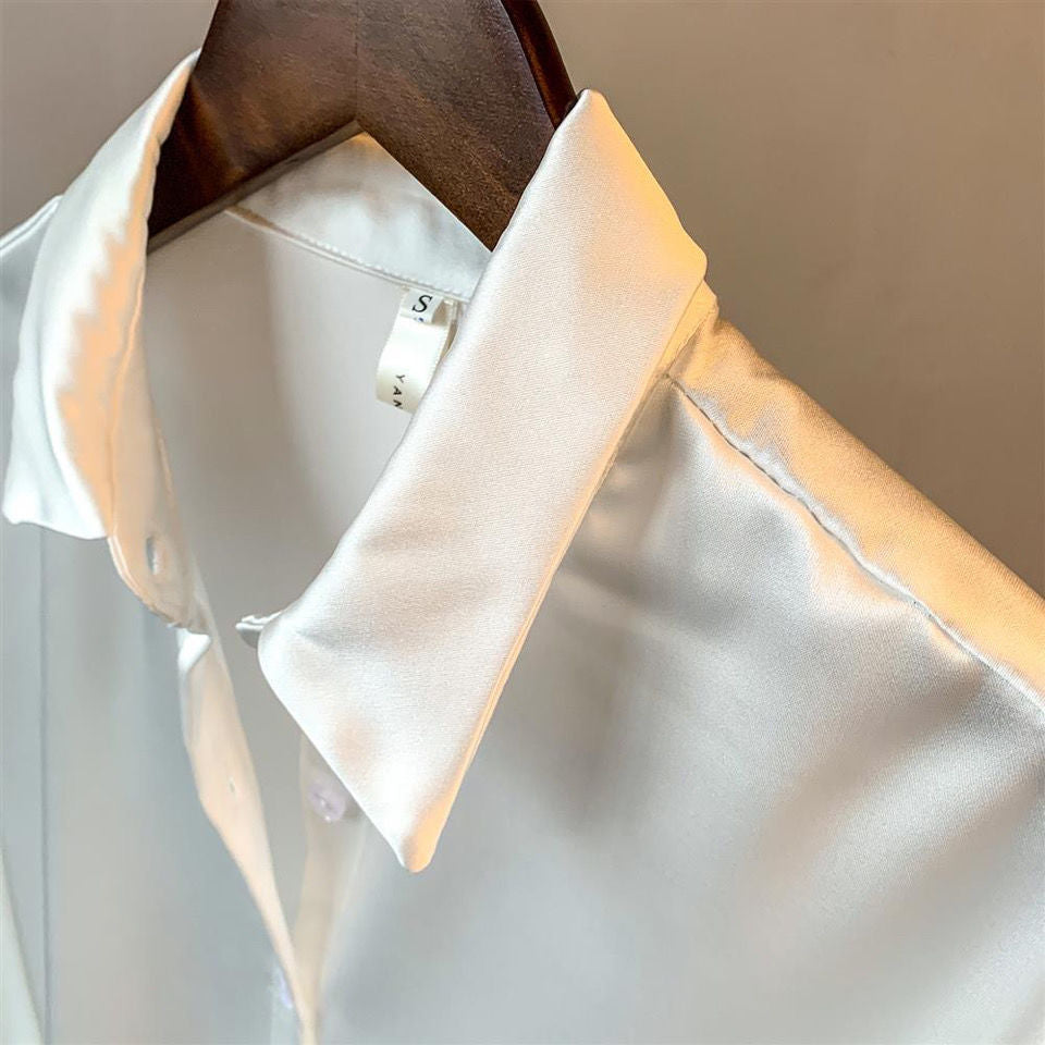 Dames Satijnen Blouse | Elegant en Langarm
