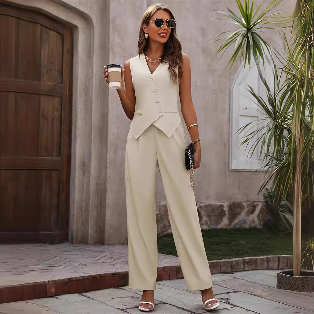 Dames Zomer Tweedelig Pak | Mouwloos, Met Broek