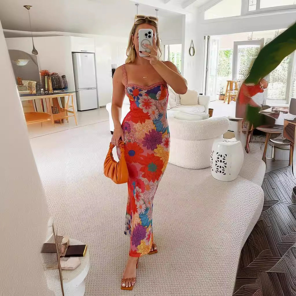 Dames Bloemrijke elegante zomerjurk | Maxi
