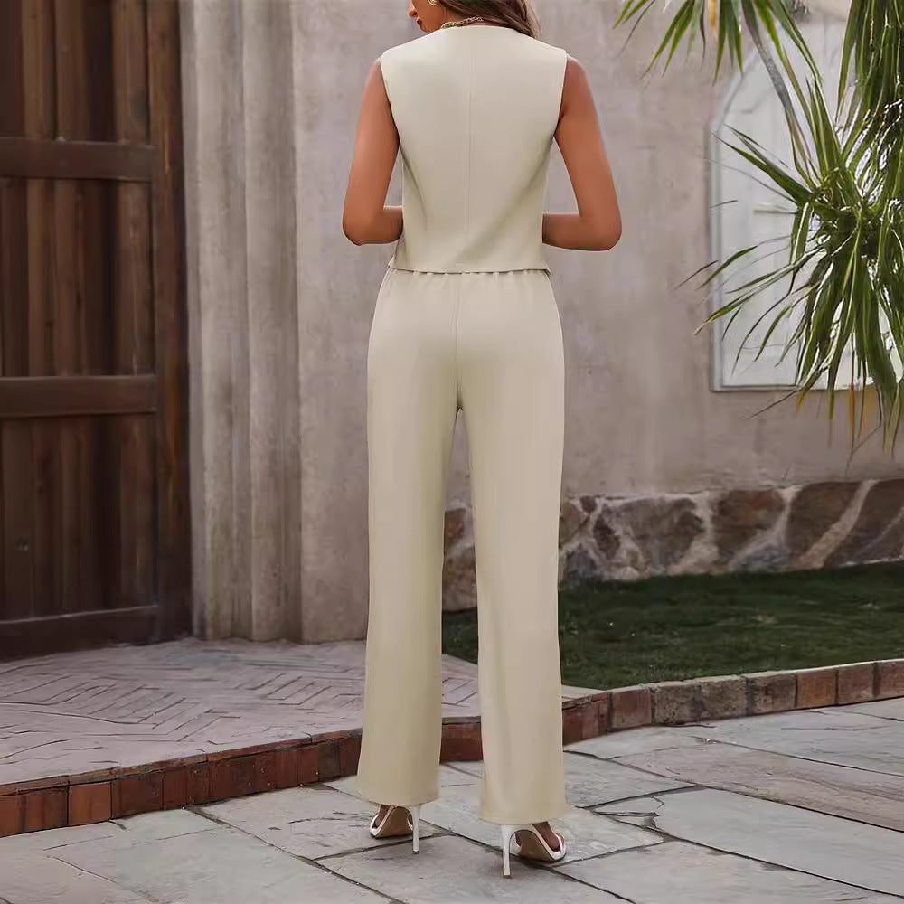 Dames Zomer Tweedelig Pak | Mouwloos, Met Broek