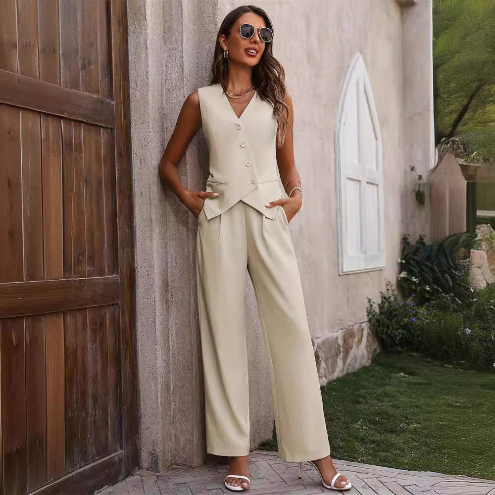 Dames Zomer Tweedelig Pak | Mouwloos, Met Broek
