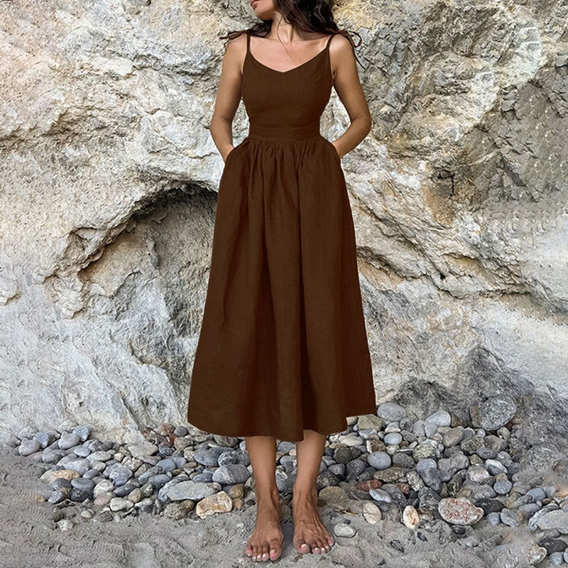 Dames asymmetrische zomerjurk | Midi