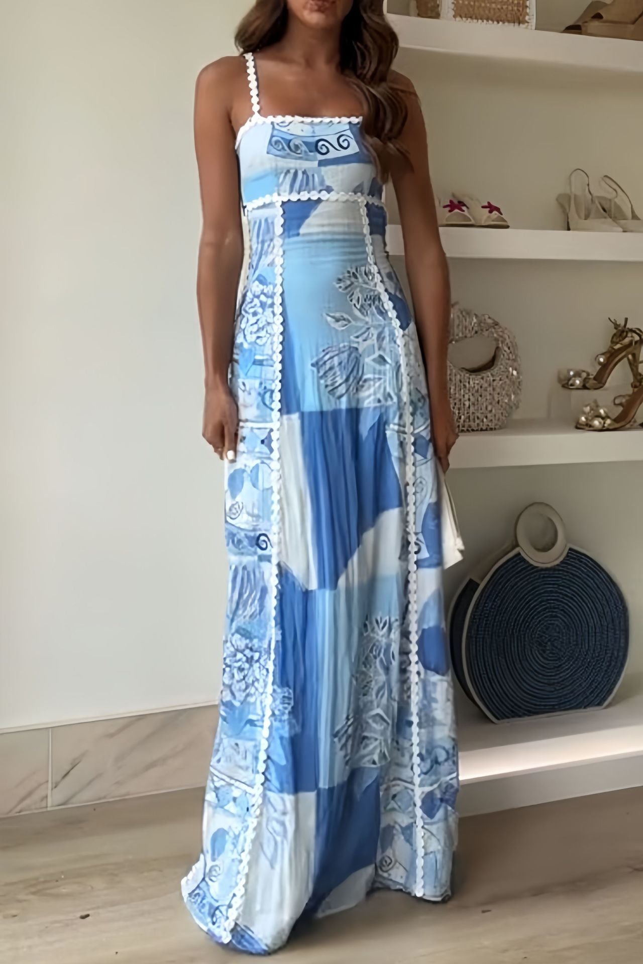 Dames Elegante zomerjurk met lapjesmotief | Maxi