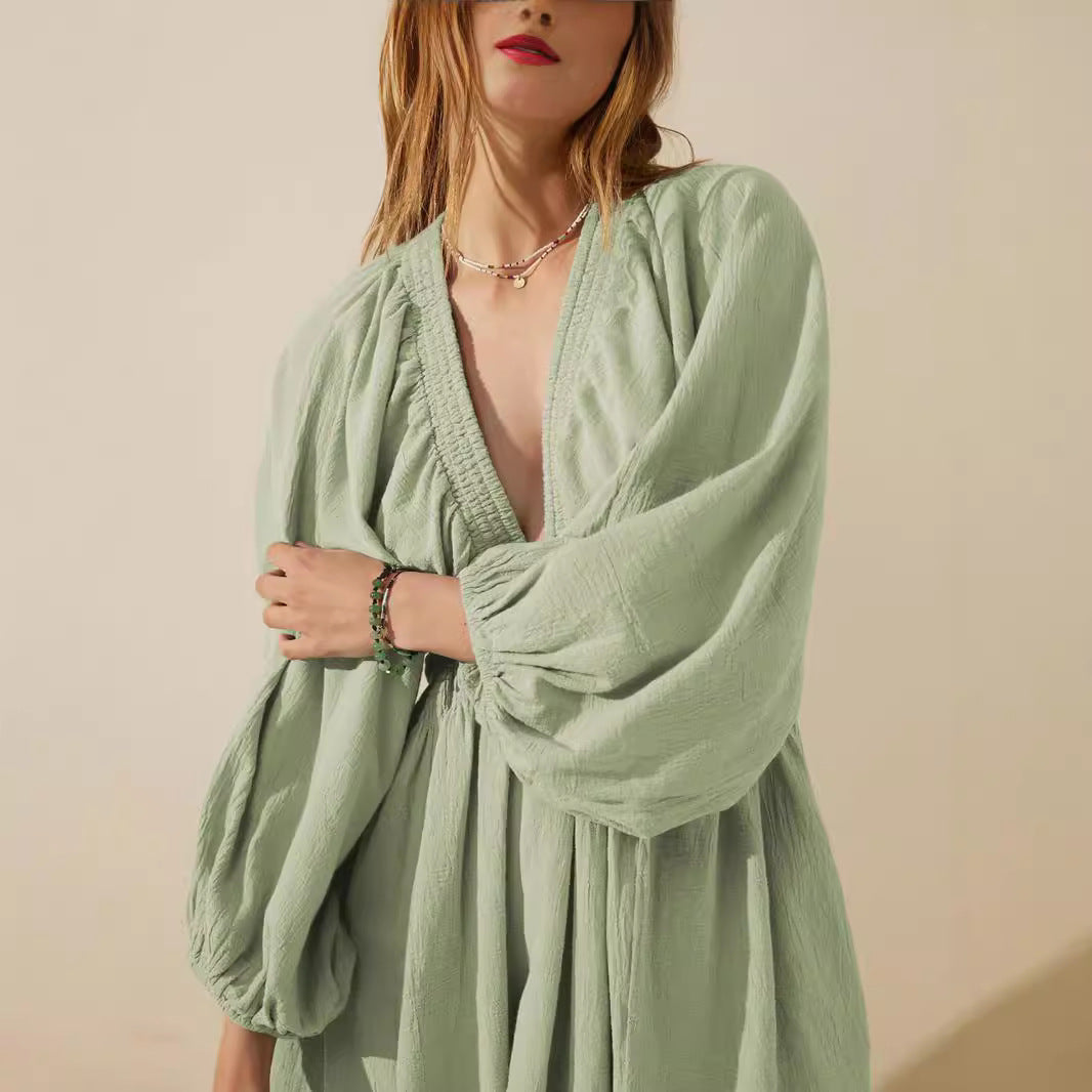 Dames Diepe-hals zomerjurk | Mini